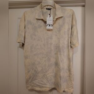 Zara Men's Polo Shirt in Cream